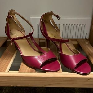 Pink peep toe heels